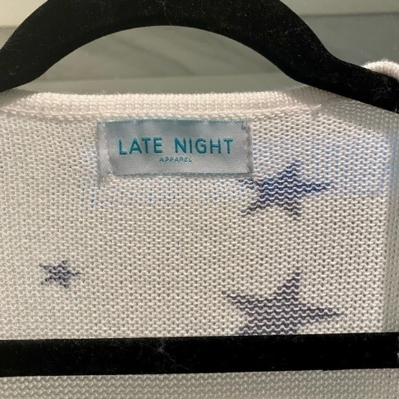 NWT Star Print Kimono Knit Sweater Dolman Sleeve Open Cardigan White M - Picture 14 of 16